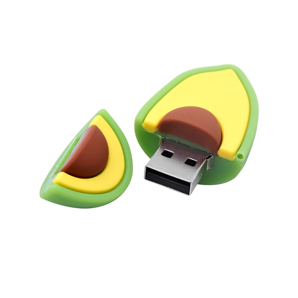 Memoria USB 128 de alta velocidad, pendrive con dibujos animados de 2,0 GB, 64GB, 32GB, disco en U, aguacate verde, 16GB, 8GB, 4GB