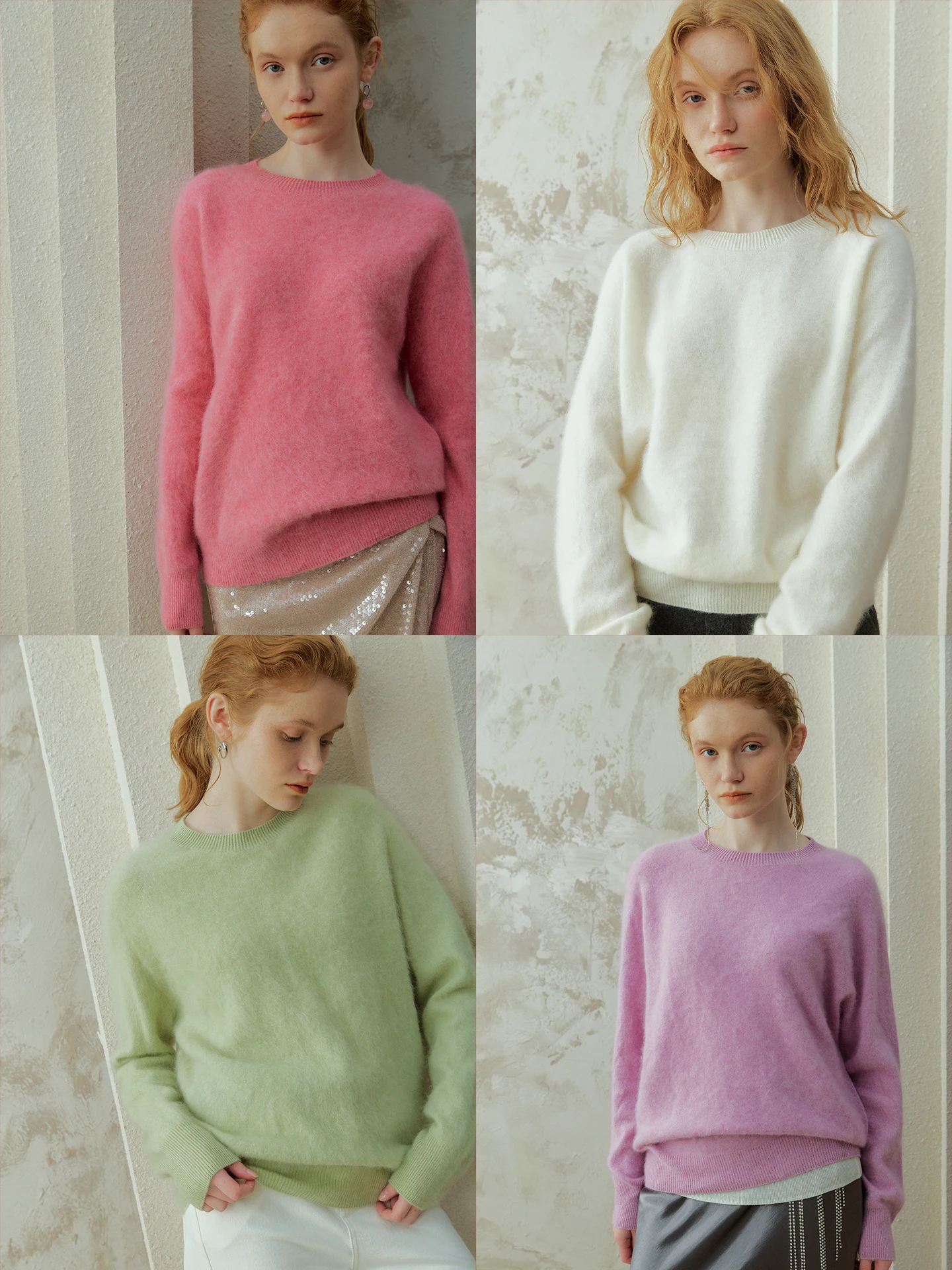 

Свободный вязаный шерстяной свитер женский с круглым вырезом, с имитацией меха, мягкий, с длинными рукавами, повседневный, для ношения под одеждой, осенне-зимний топ