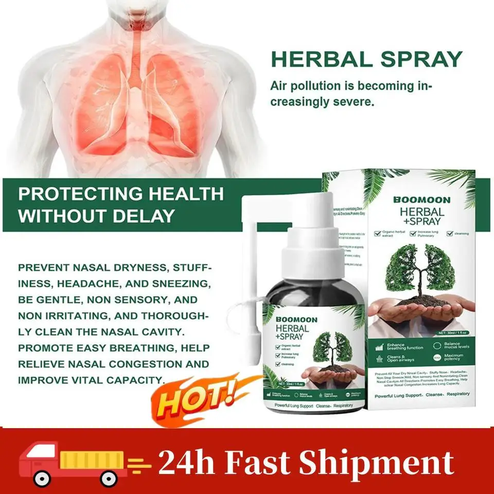 

Herbal Lung Nose Cleanse Spray Lungs Breathing Detox Mist Cleaner Respiratory System Lung Cleaning Support Nasal Care 30ml