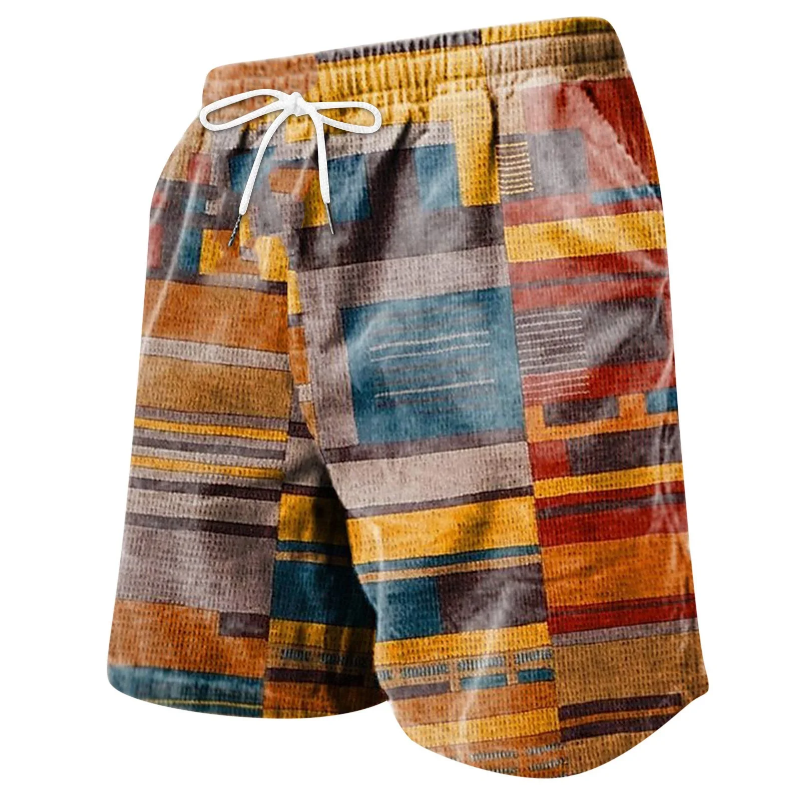 

New Summer Patchwork Color Block 3D Printed Beach Shorts Men's Casual Board Shorts Swimming Trunks Male Short Pants Man Swimsuit