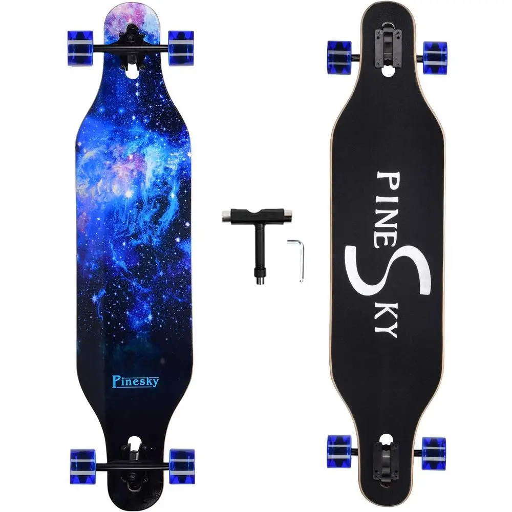 

41 Maple Longboard Skateboard - 8 Ply Deck for Cruising, Carving, and Downhill Riding with T-Tool