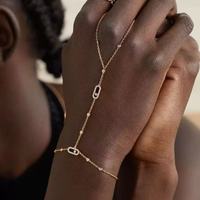 Luxury Crystal Hollow Geometric Hand Back Chain Summer Beach Adjustable Bracelets Charm Bracelet  Bangles for Women Gift