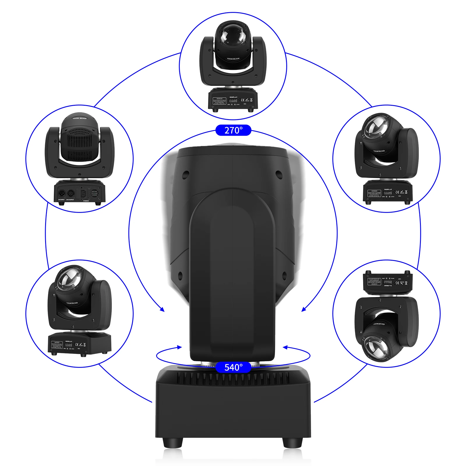 Buysumshine High Brightness 100W LED Moving Head Light RGBW 4 in1 Stage Beam Light DMX DJ Light Disco Light Club Party