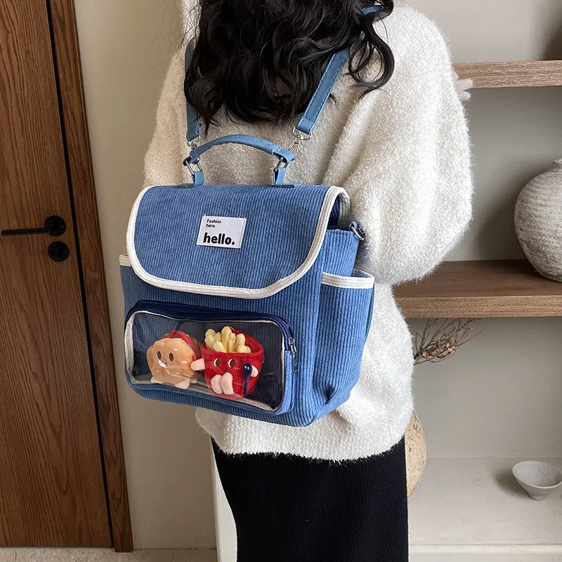 

All Match Preppy Style Backpacks Women 2024 New Summer High-capacity Canvas School Bag Fashion Trendy Display Doll Rucksack