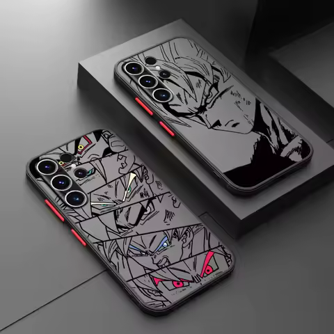 Phone Case for Samsung Galaxy S22 Plus S24 S25 S21 S23 Ultra S20 S21 FE S10 S9 Note 20 10 Black Edge Shell Goku Dragon Ball