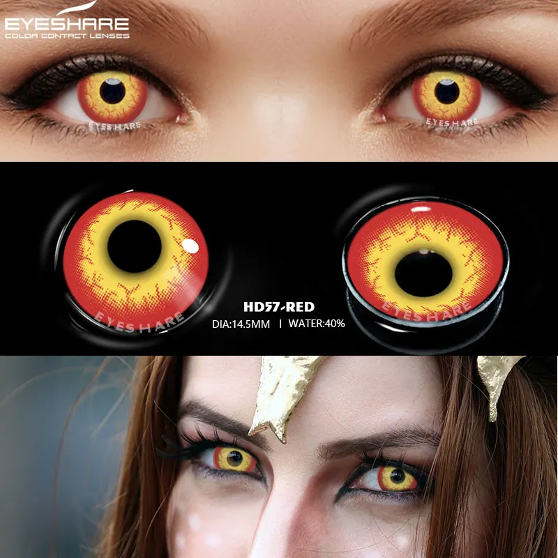 EYESHARE 1 Pair Halloween Cosplay Color Contact Lenses Cosplay Anime Eye Colored Contacts Lenses for Eyes Scary Cosplay Lenses