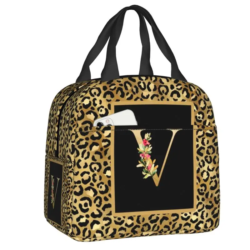 

Изолированная сумка для ланча с леопардовым рисунком и надписью для женщин, многоразовая Термосумка-холодильник для ланча, сумка для офиса, работы, школы