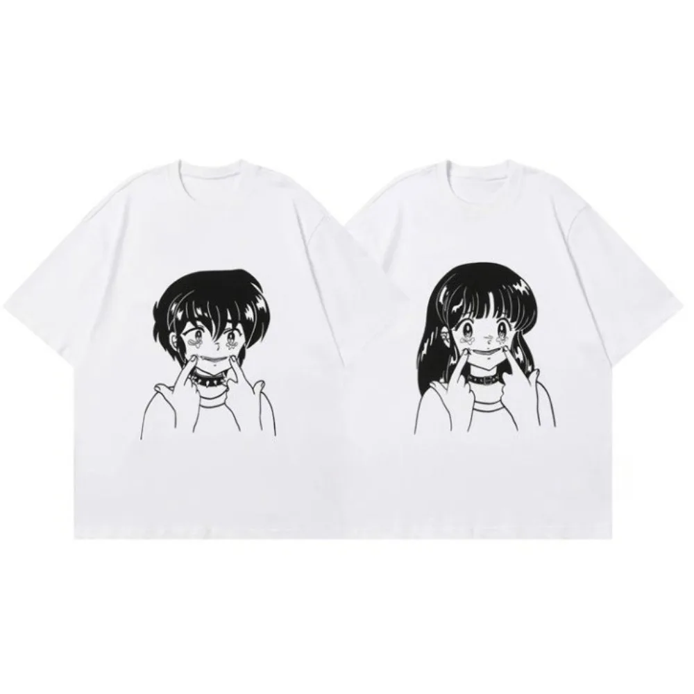 

Summer New Trendy Brand High-quality Cartoon Printed Men's and Women's T-shirts Short-sleeved Summer Loose Casual Tops