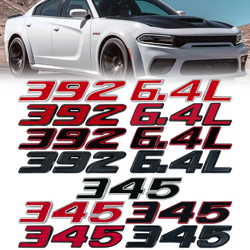 

3D Metal 392 345 6.4L 5.7 Logo Car Sticker Emblem Badge Decals Auto Tail For Dodge HEMI Ford Audi Toyota Honda Jeep Accessories