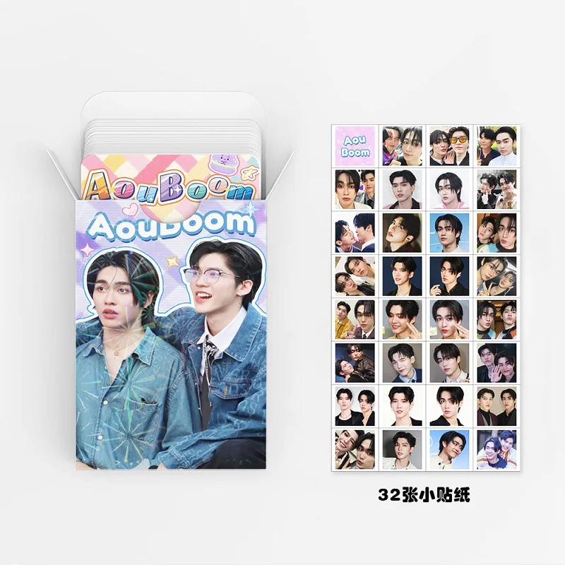92PCS Thai Drama CP AouBoom Photo Cards Set - Aou & Boom Characters Collectible LOMO Cards with Mini Stickers