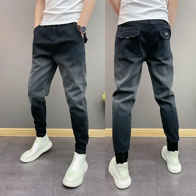 2024 Autumn Winter Men\'s Casual Jeans Fashion Thickened All-match Korean Denim Pants High Quality Designer Male Trousers