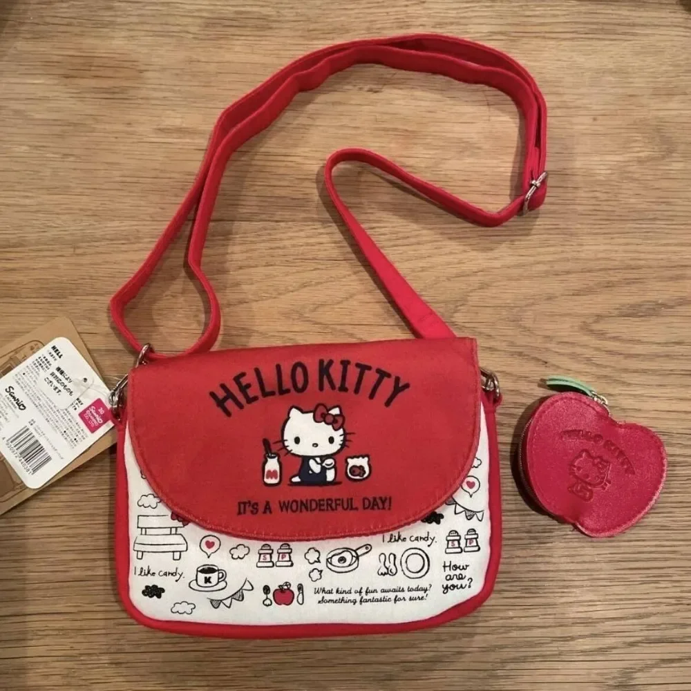 

Kawaii Cute Hello Kitty Anime Peripheral Cartoon High Yan Value Crossbody Bag Single Shoulder Package Girl Accessory Gift