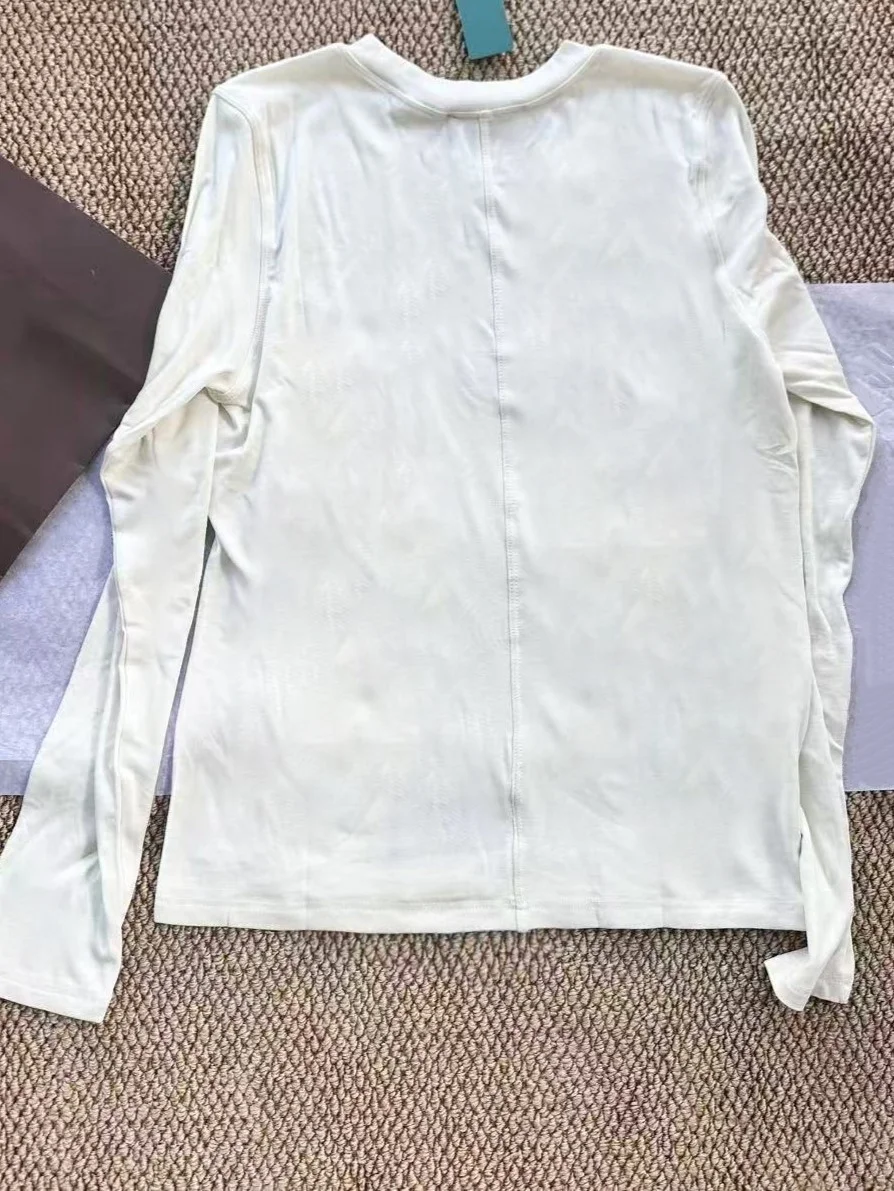 

Autumn Women's 100% Cotton Sweater Round Neck Long Sleeve Solid Color Casual Slim Knitted Pullover