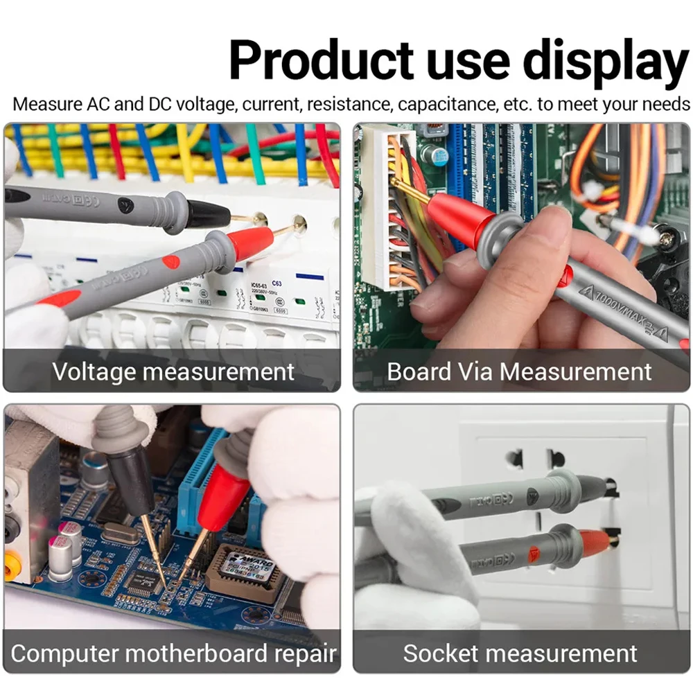 Ultra-sharp Probe Tip Test Leads Digital Multimeter Probe 1000V 10A/20A Universal Needle Tip Tester Lead Probe Wire Pen Cable