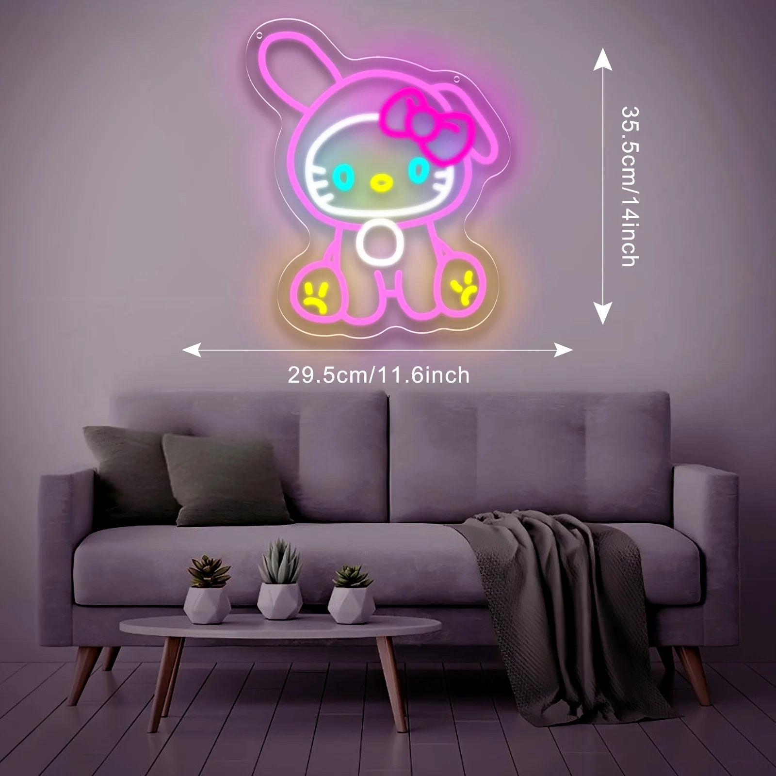 Hello Kitty Melody Neon Sign Sanrio LED Neon Light USB for Girl Bedroom Study Game Room Party Exhibition Decor Gift Dimmable
