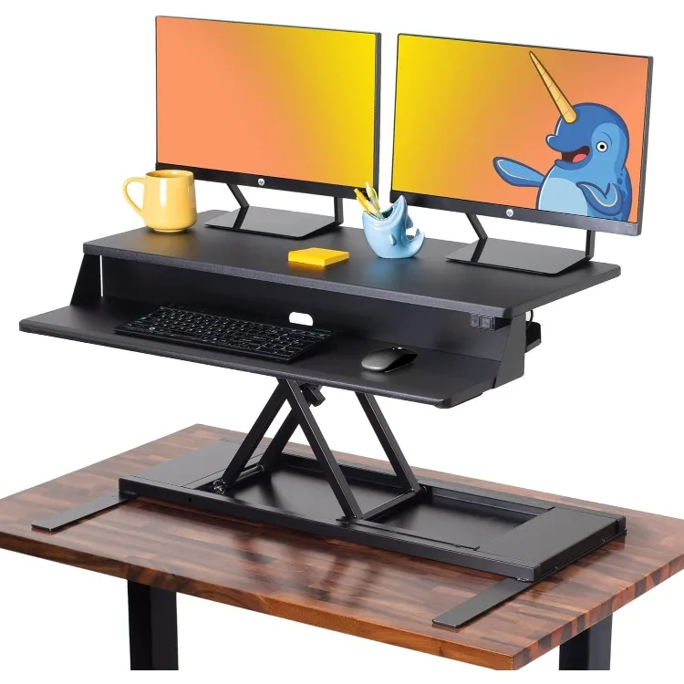 

Flexpro Power, 36" Ergonomic Adjustable Height Electric Standing Desk Converter, EZ Lift Sit to Stand Laptop Desk Riser