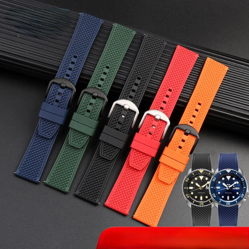 For Omega Seiko Tudor IWC Fluoro Breitling Rubber WatchBand 20m 22mm Quick Release sports Watch Strap Men Orange blue wrist band