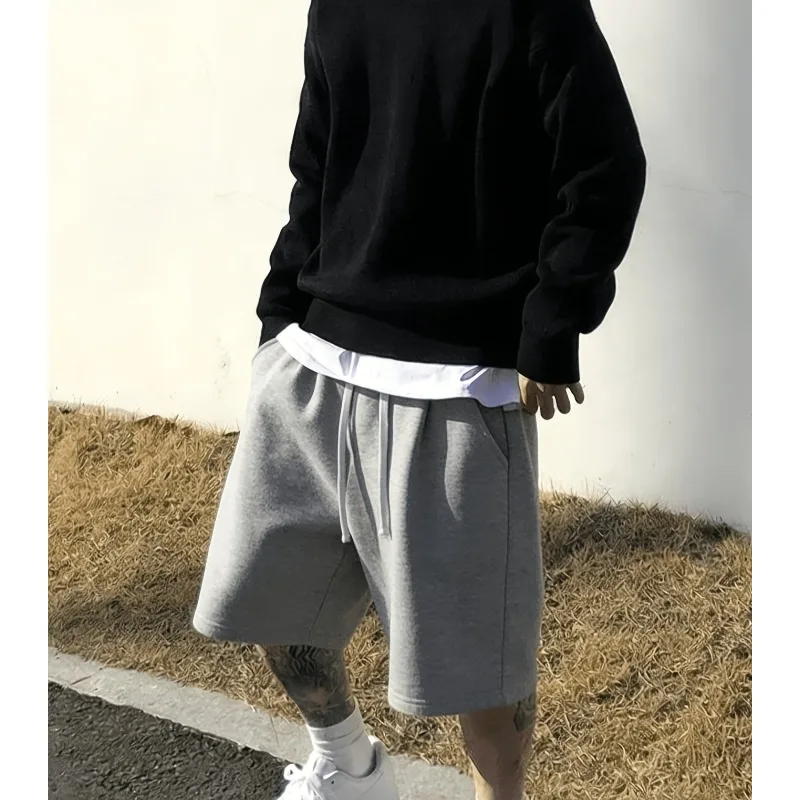 Retro-Hip-Hop-Freizeit-Sportshorts, Sommer-Herrenshorts in einfarbiger Ausführung, geeignet für Männer und Frauen, für Fitness und Sport. – Detail 4