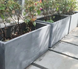 Outdoor large rectangular manger cement flower pot magnesium mud flower box green plant flower bed fence partition planting