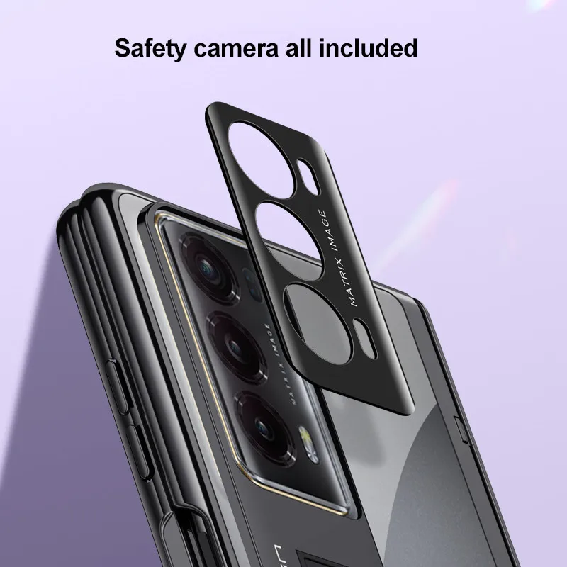 Electroplated Transparent Bracket Folding Hinge For Honor Magic V2 With Tempered Film Shockproof Protective Cover