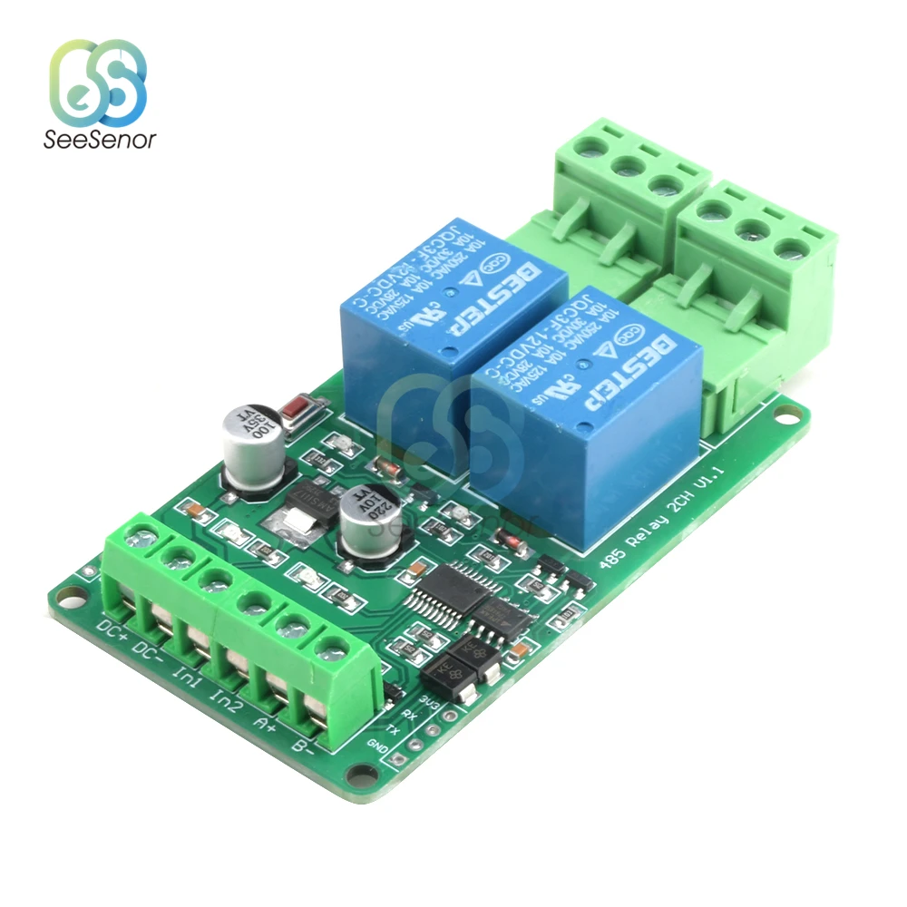 Modbus-Rtu 1/2/4/8 Channel Optocoupler Isolation 12V Relay Module Switch Modbus RTU Relay Output Switch RS485/TTL Communication