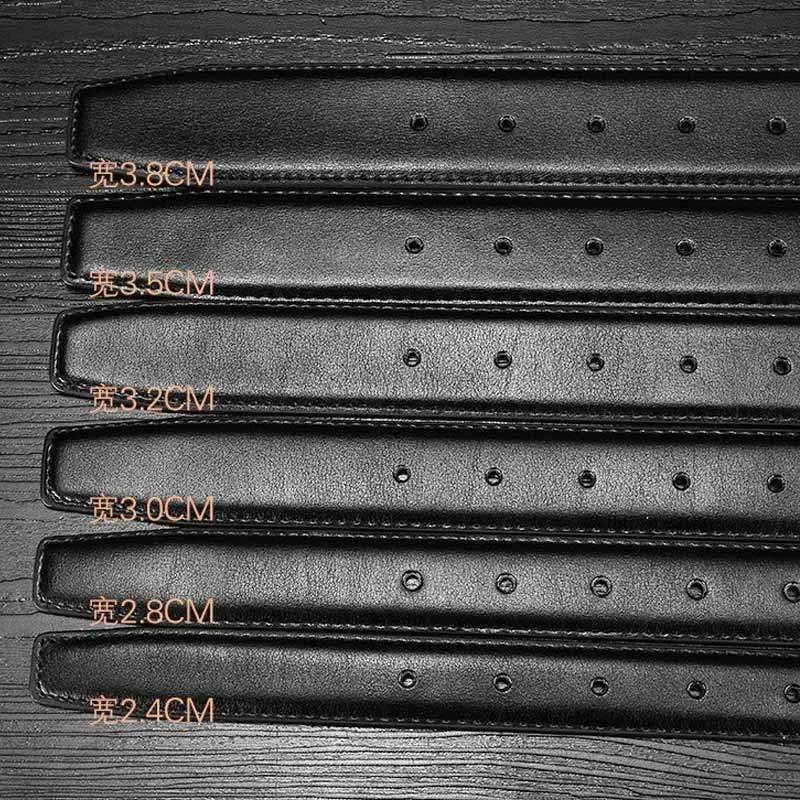 2,4 2,8 3,0 3,2 3,5 3,8 cm Breite Echter Gürtel Keine Schnalle Männer Dornschließe Leder Schwarz Rindsleder Gürtelkörper ohne Schnallenriemen – Detail 8