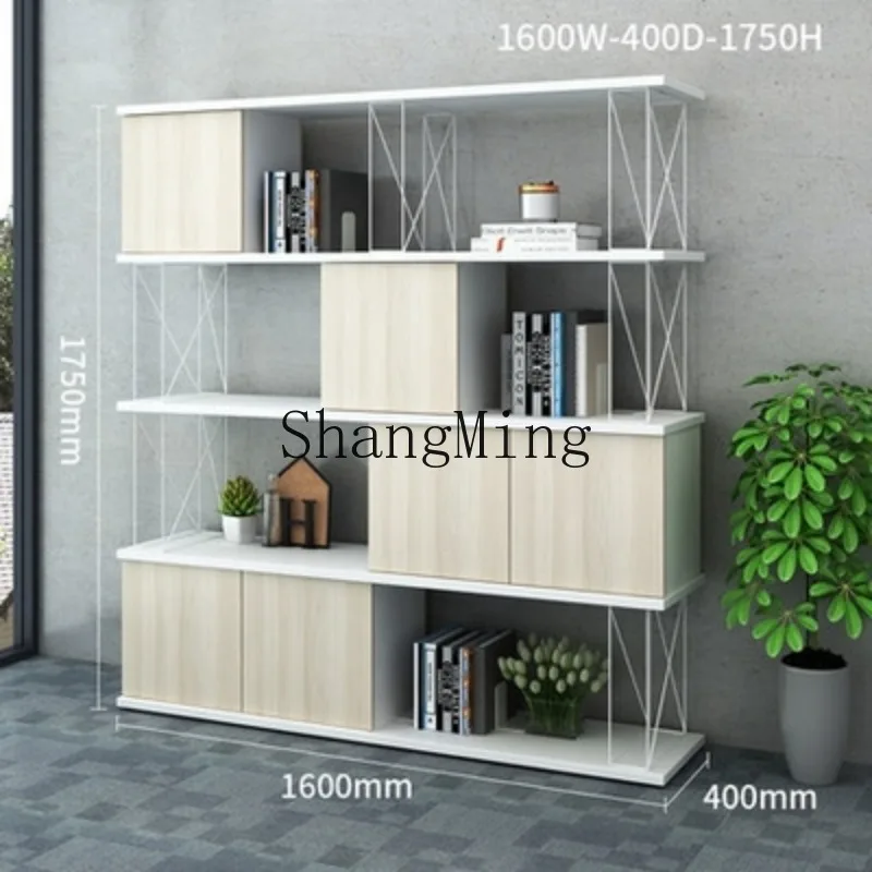 ZHB Industrial Wind Office File Lattice Display Shelf Wrought Iron Partition Storage Bookcase G