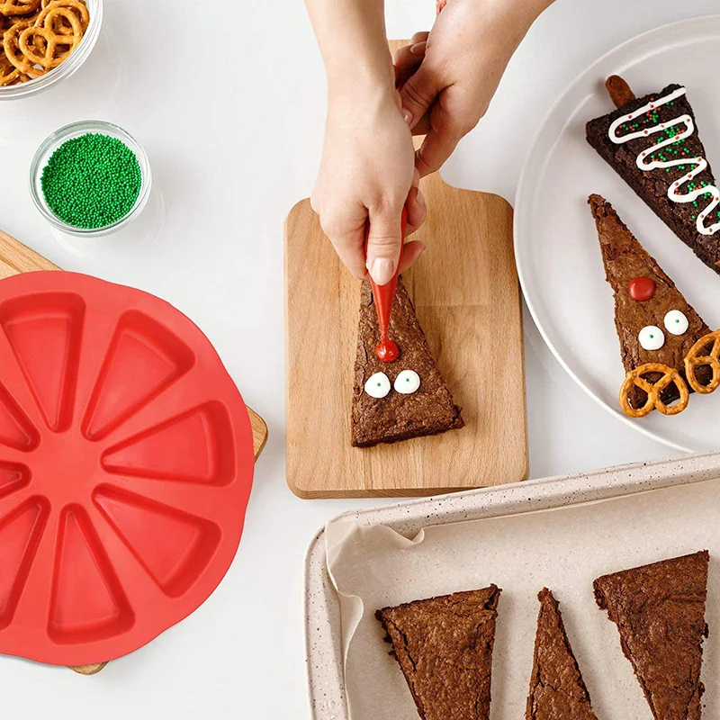 8 Cavity Silicone Portion Cake Mold Triangle Cavity Cake Pan Pizza Slices Baking Molds Kitchen Baking Tool for Thanksgiving Day