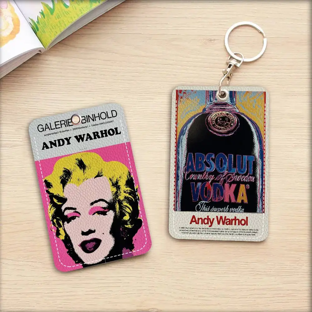 A-Andy W-Warhol Style PU Access Card Holder With Keychain - Executive Protection For Bank Card,Subway, Bus Card Case