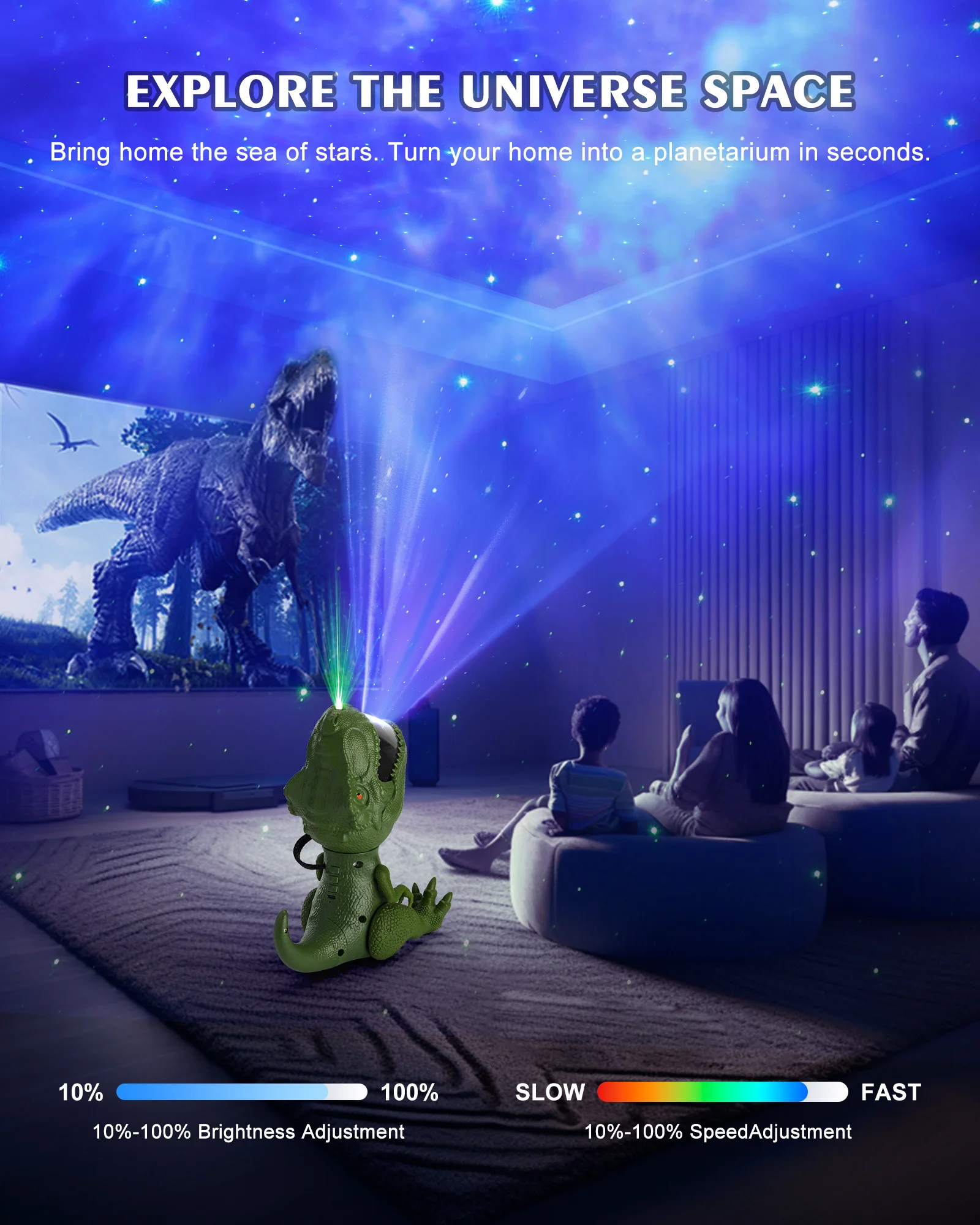 Dinosaur Star Projector Galaxy Night Light Space Projector Starry Nebula Ceiling LED Lamp for Bedroom Home Decorative Kids Gift