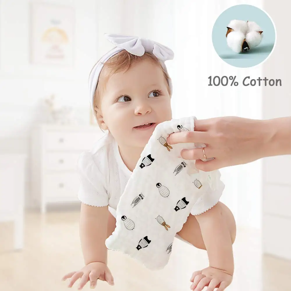 5PCS/Lot Newborn Baby Face Wash Towels Muslin 100% Cotton Soft 6 Layer Gauze Handkerchief Washcloth Baby Feeding Bibs Burp Cloth