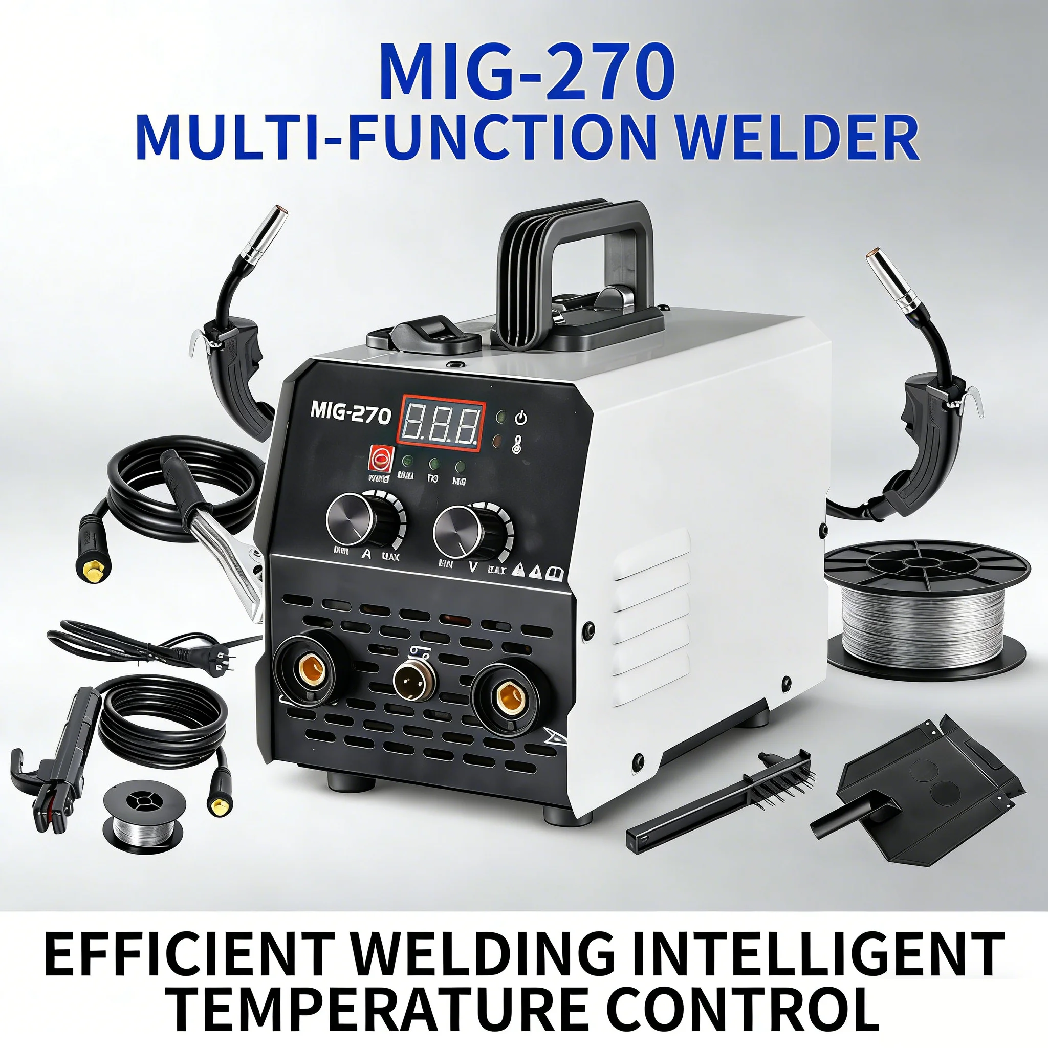 Machine à souder MIG TIG 3-en-1, soudeuse à inverter DC IGBT, soudeuse à contact, affichage numérique LED, soudeuse à fil intégré, soudage