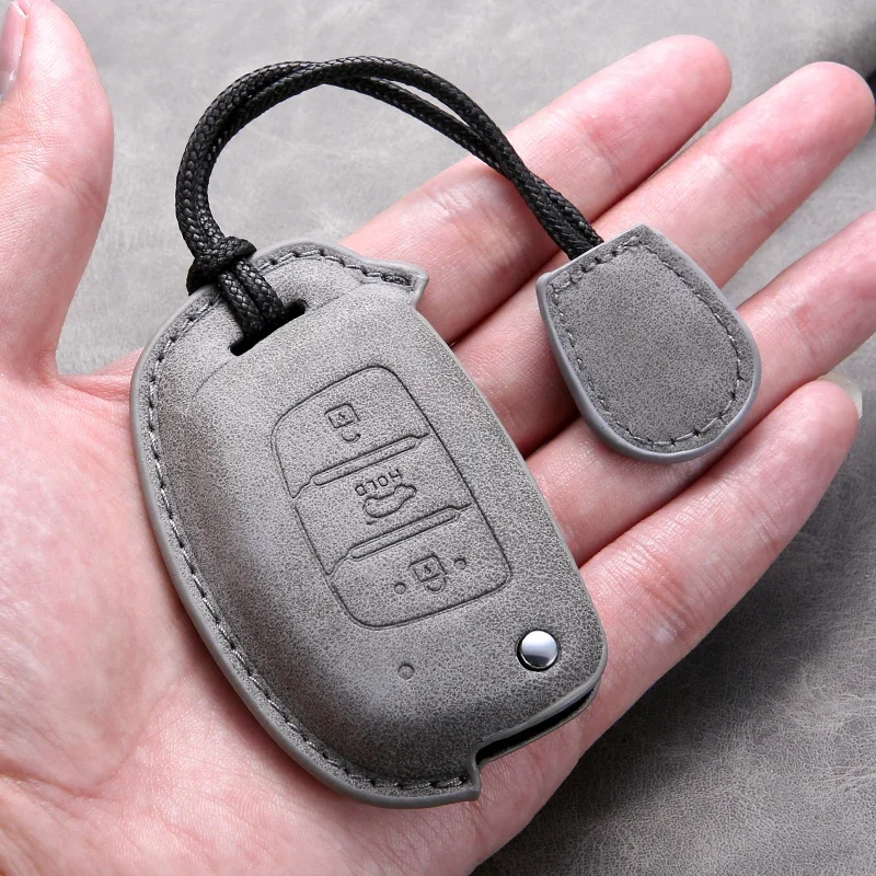 

Leather Car Key Case Cover Shell For Hyundai Tucson Sonata Santa Fe Creta ix25 ix35 i10 i20 Verna Solaris Mistra Elantra Accent