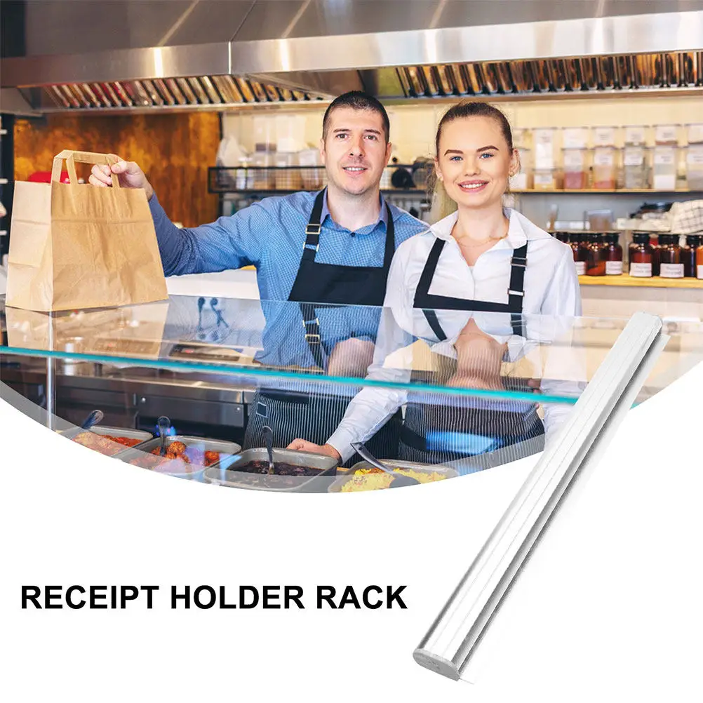 2Pcs Aluminum Alloy Kitchen Order Holder Receipt Ticket Slide Check Rack Restaurant Cafe Bar Bill Organizer Ticket Book Holder