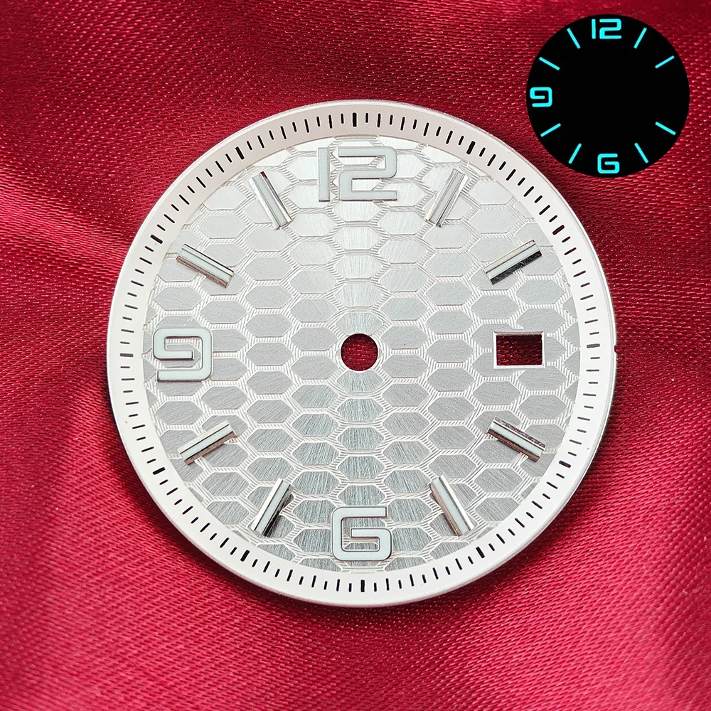 33.5mm NH35 Movement fish scale pattern dial relief dial ice blue black silver suitable for men's watches