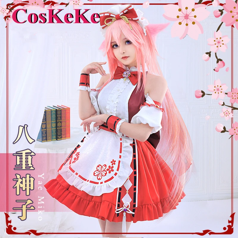 

【In Stock】CosKeKe Yae Miko Cosplay Anime Game Genshin Impact Costume Gorgeous Maid Dress Halloween Party Role Play Clothing S-XL