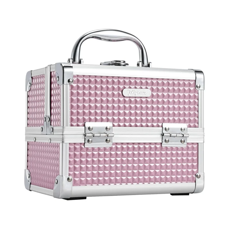 

Joligrace Portable Makeup Box Travel Train Kids Cosmetic Case Organizer With 2 Trays Mirror Locking Make Up Sto