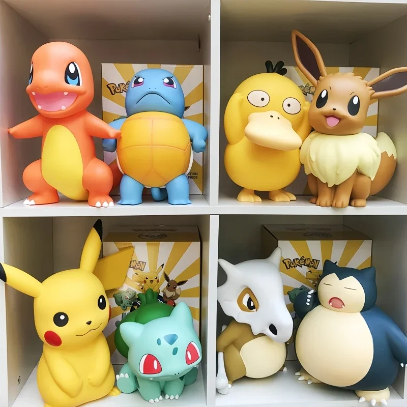 New Pokemon Pikachu Large Figure Charmander Eevee Porkby Squirtle Doll Model Ornament Figurine Younth Toys Collect Gifts