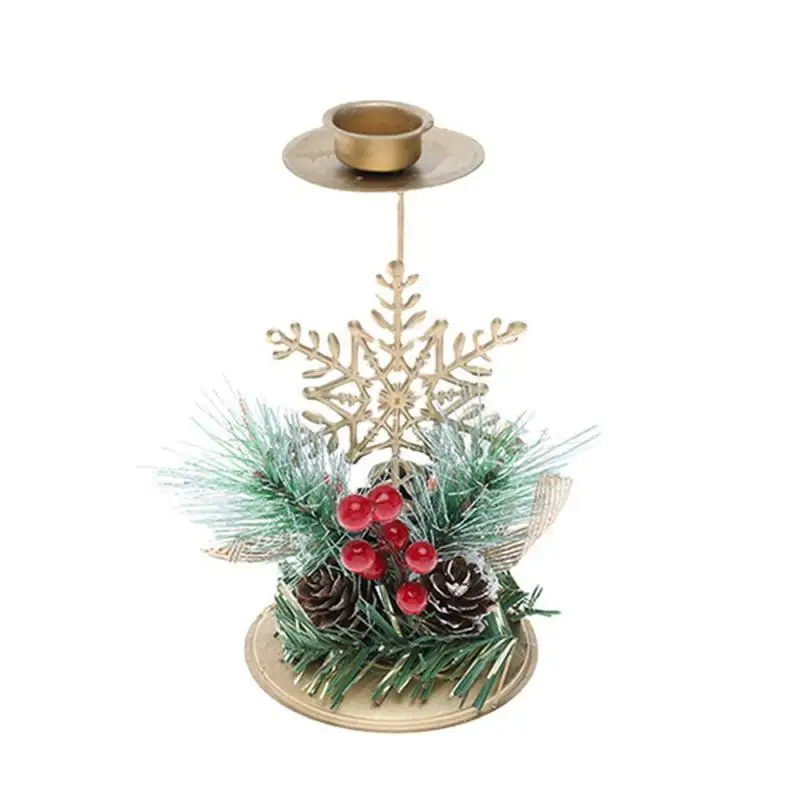 Candelabro navideño de hierro forjado, adornos de mesa de Año Nuevo, Papá Noel, copo de nieve, estrella, alce, portavelas, regalos de decoración navideña