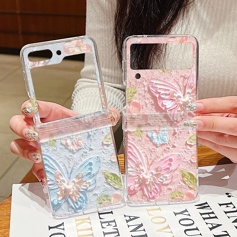 Transparente Hartschalen-Handyhülle mit Schmetterlingsdruck für Samsung Galaxy Z Flip8 Flip6 Flip7 FE Flip 8 7 6 5 4 3 5G Stoßfeste Durchsichtige Schutzhülle – Detail 5