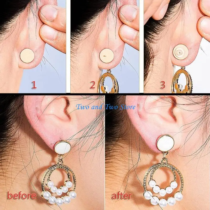 HX6F Earring Backs Earring Lifters Support Patches Stabilizers Pads for Stretched Earlobes Droopy Pierced Ears Drooping Holes