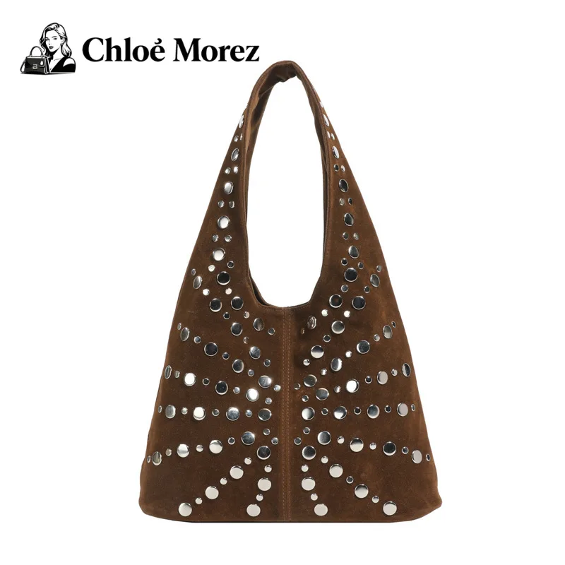

Women's Bag, Fashionable Punk Style Rivet Shoulder Bag, Large Capacity Hand-held Bucket Bag