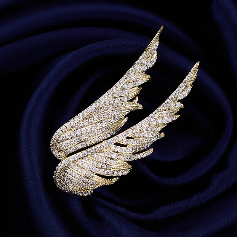 

Fashion Design Full Zircon Angel Wings Brooch Coat Clothing Jewelry Accessories Gift LYZ143