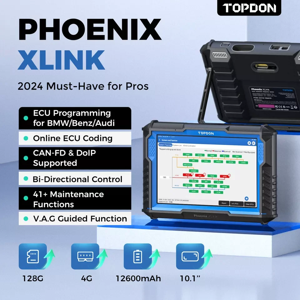 TOPDON Phoenix XLink Car OBD2 Diagnostic All System Cloud-Based Programming Bi-Directional Scanner ECU Scan Tool