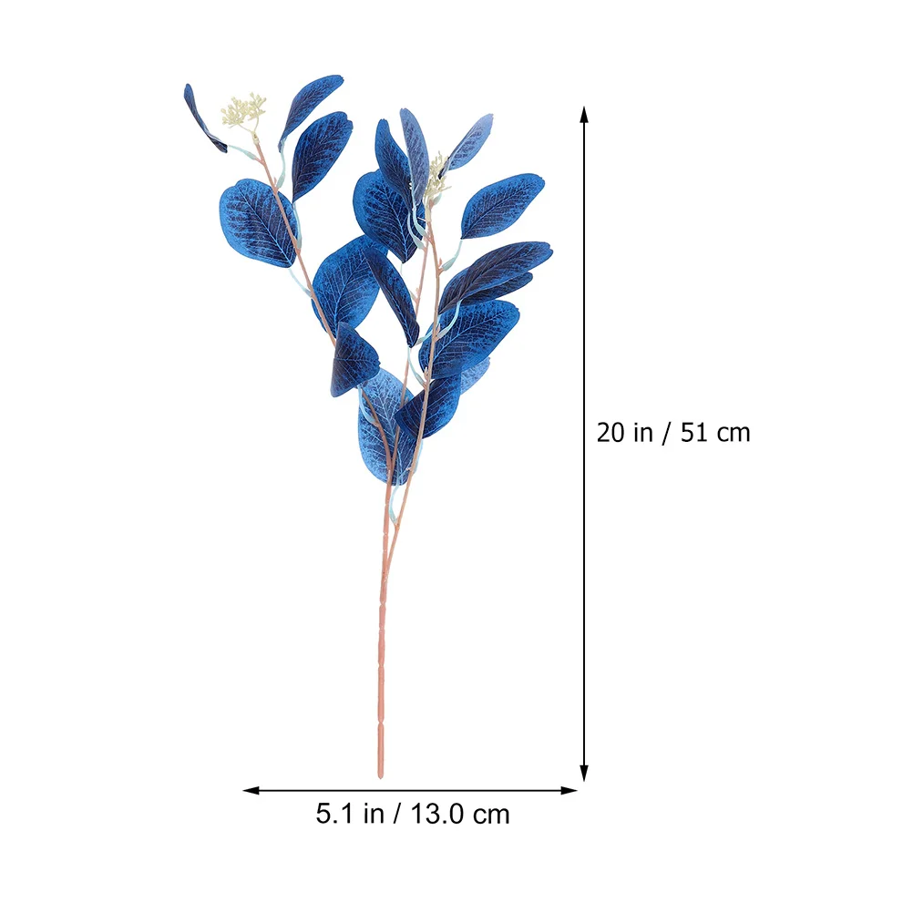 

8 Pcs Leaf Simulated Eucalyptus Leaves Wedding Decor Stems Fake Flower Blue Artificial Faux