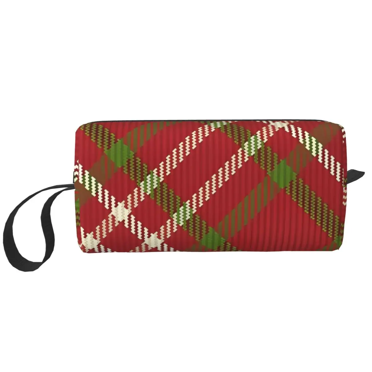 Fall Plaid Christmas Green Red White Makeup Bags Large Capacity Cosmetic Bag Stylish Outdoor Pouch for Purse Storage