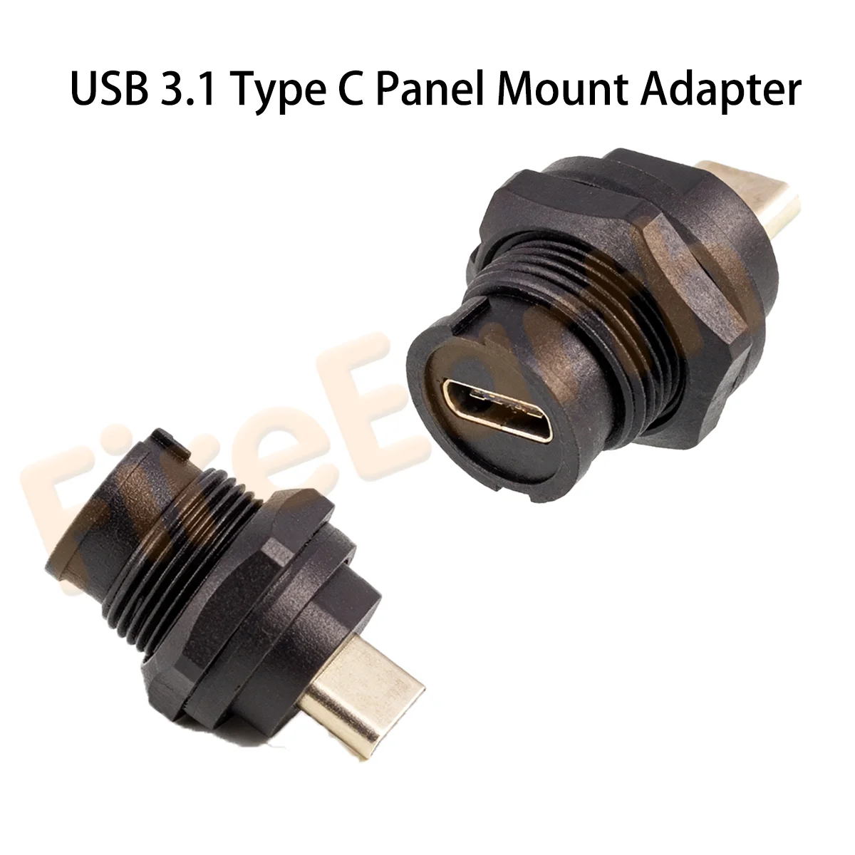 USB 3.1 Panel Mount Coupler Adapter Female to Female Type C Waterproof Pass Through Connector