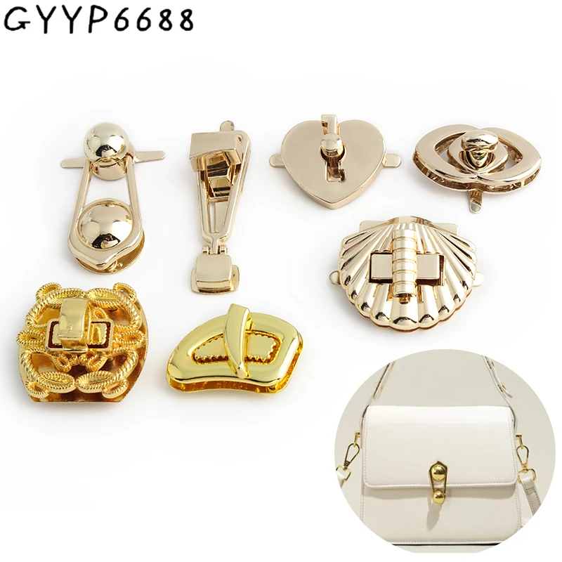 

2/5/20Sets Gold/K Gold Shell/Heart Shape Metal Turn Twist Lock For Women's Handbag Purse Bags Clasp Closure Buckle Accessories