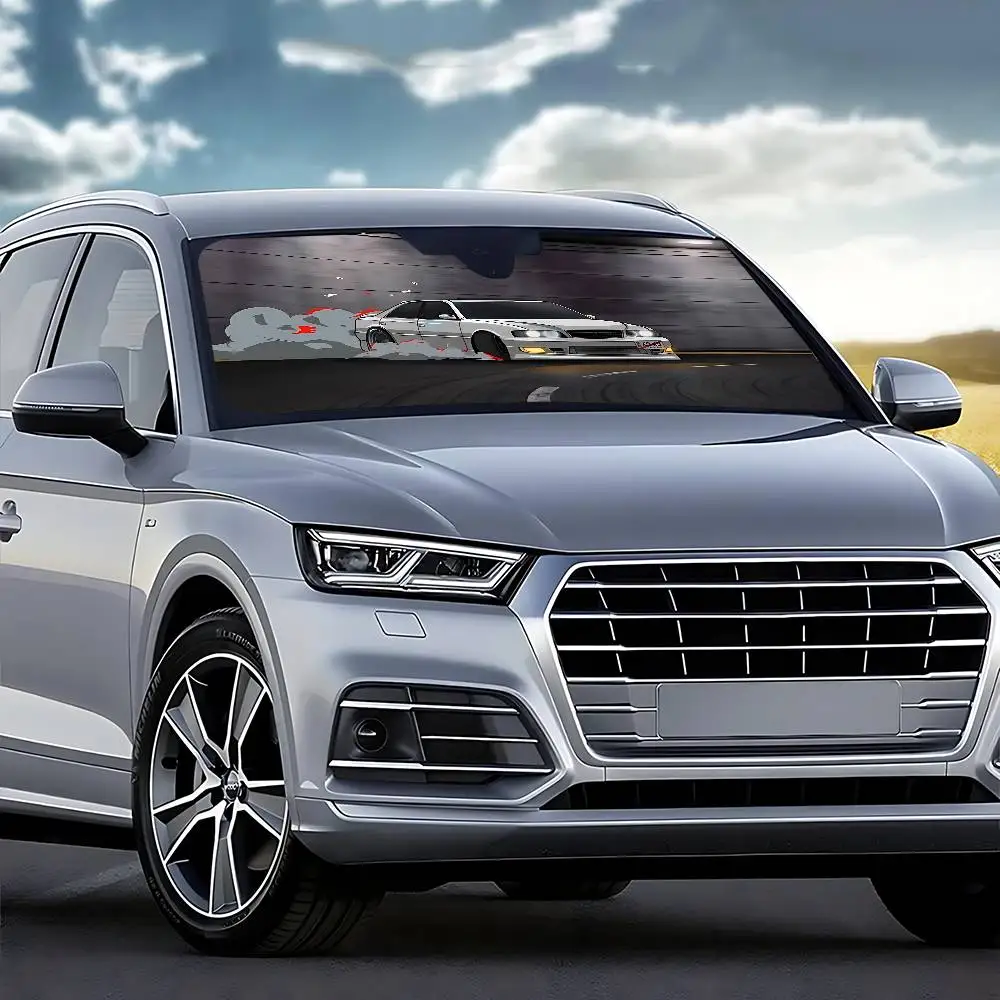 سباق السيارات مظلة السيارات الستائر 130x70 سنتيمتر سيارة ظلة غطاء الزجاج الأمامي UV حماية السيارات قناع اكسسوارات للسيارات #6