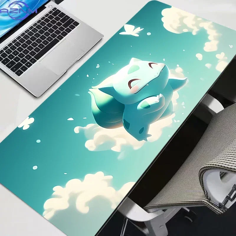 Sunny Green Forest Meadow Sleeping Green Seed Cartoon Creature Nature Scenery Mouse Pad Rubber Non Slip Desk Mat for Gaming Deco